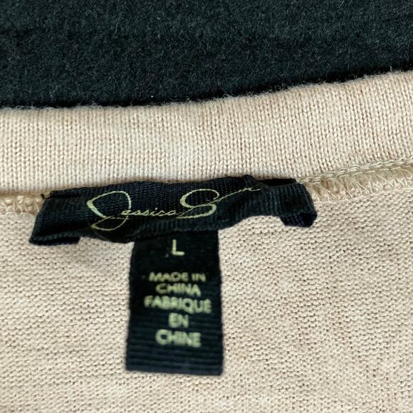 Jessica Simpson Womens Shirt Tan Side Split Scoop Neck Long Sleeved Stretch L - Picture 6 of 12